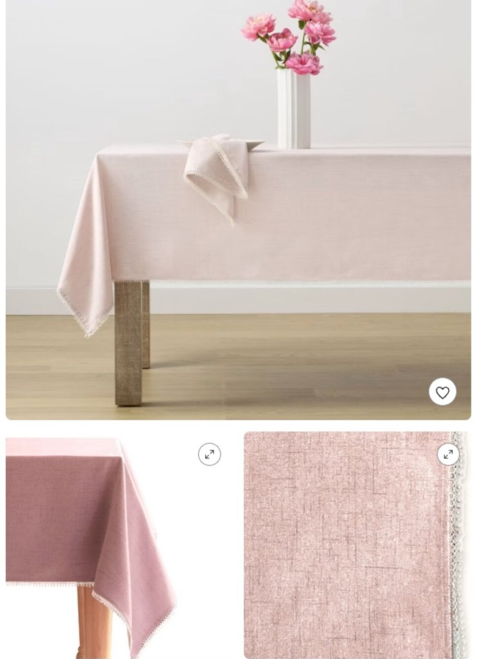 NEW Lenox French Perle Blush Pink Tablecloth 60x84